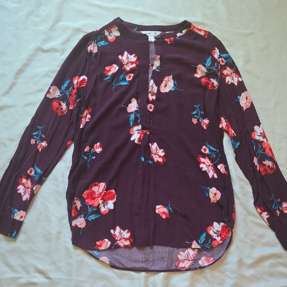 Old Navy Dark Purple Floral Blouse